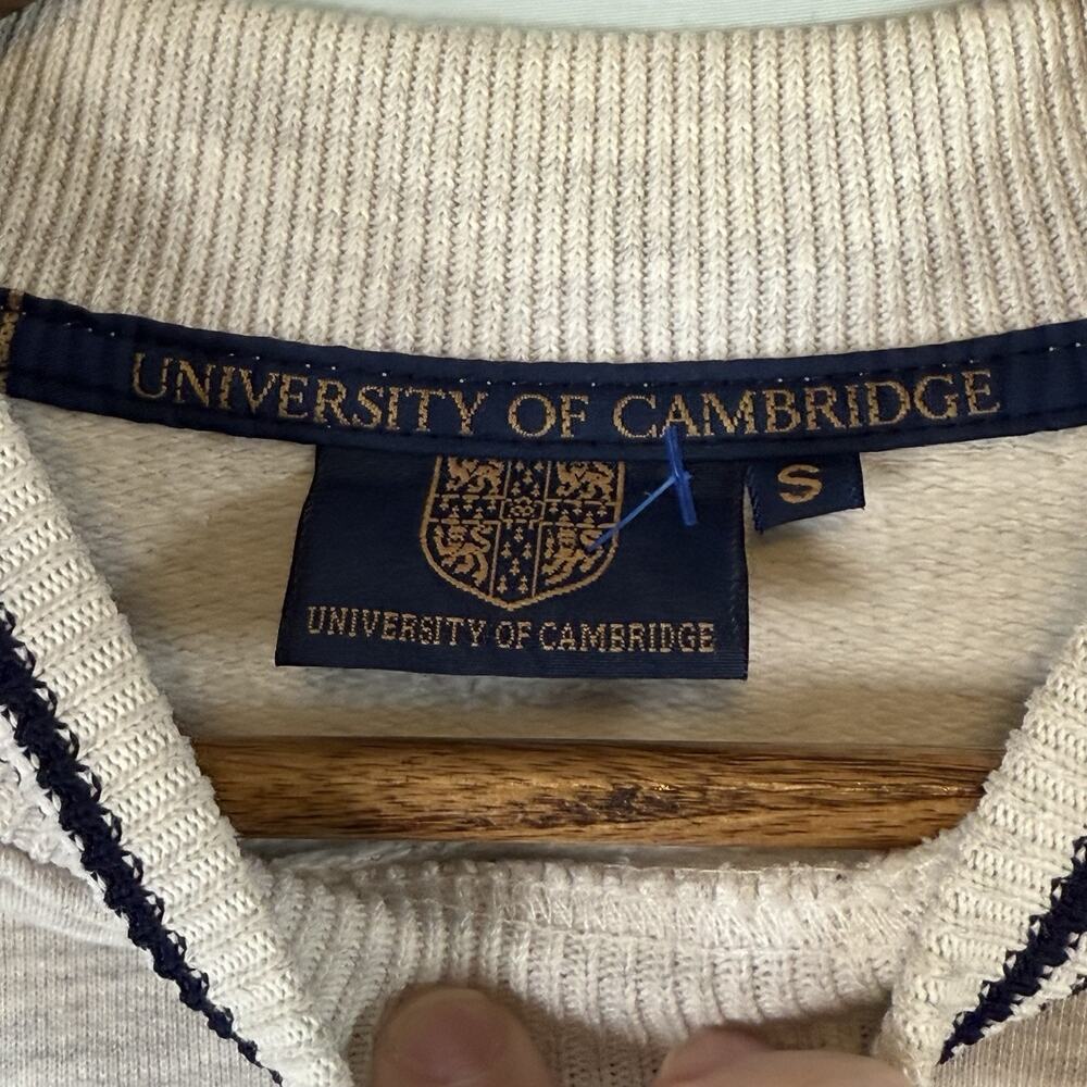 VTG University Cambridge Ringer Sweatshirt Crew RARE Academia SIZE SMALL 80s 90s - Picture 4 of 15